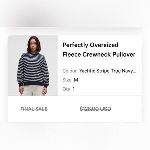 Lululemon Perfectly Oversized Fleece Crewneck Pullover Women’s Size M